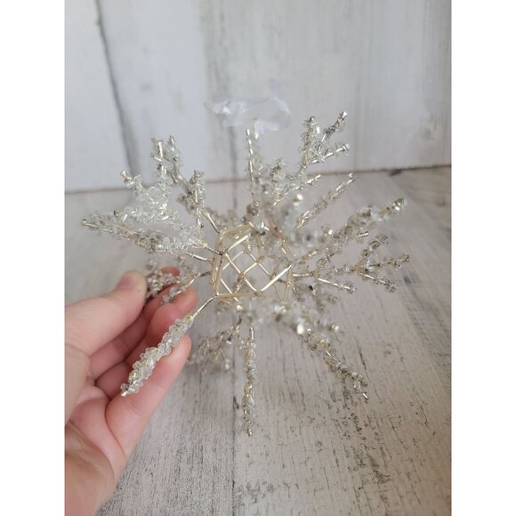 Vintage unique Snowflake beaded ornament Xmas - Picture 7 of 7